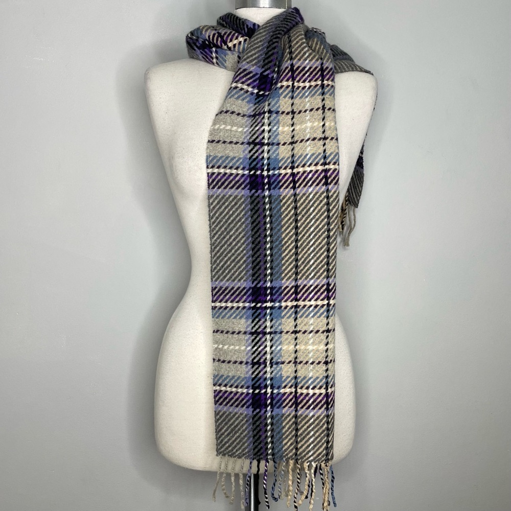 FIORI DI FIRENZE Plaid Oblong Wool Scarf